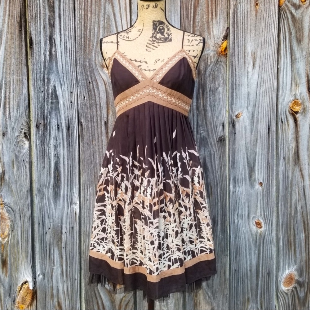 8 Dress BCBGMAXAZRIA Silk Tulle Sundress Brown